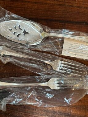 Silver Plated Wedding Cake Server and Mr. Mrs. Forks